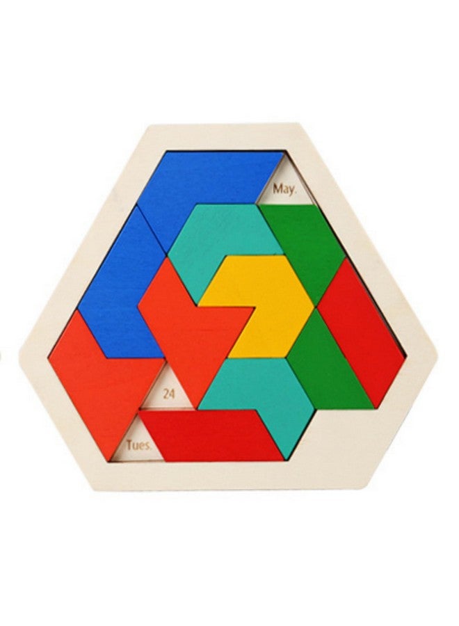 Cubelelo Cubelelo Geometric Weekday Calendar Puzzle | A-Puzzle-A-Day | Premium Wooden Challenging Hexagon Shape Tetris Tangram Brain Storming Toy for Kids & Adults | Ideal Gift for Ages 3 and Above  - Image 1