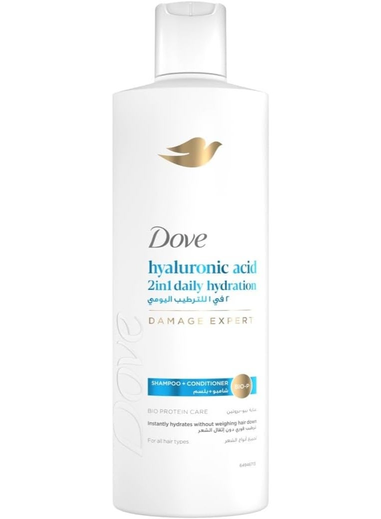 DOVE Shampoo + Conditioner, 2in1 daily hydration, instantly hydrates without weighing hair down, 400ml