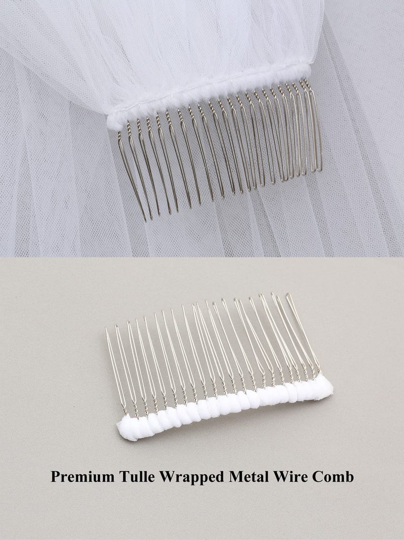 SAMKY 1T 1 Tier Double Row Alternating Crystal Beaded Veil - Light Ivory Fingertip 36" V493 - Image 4