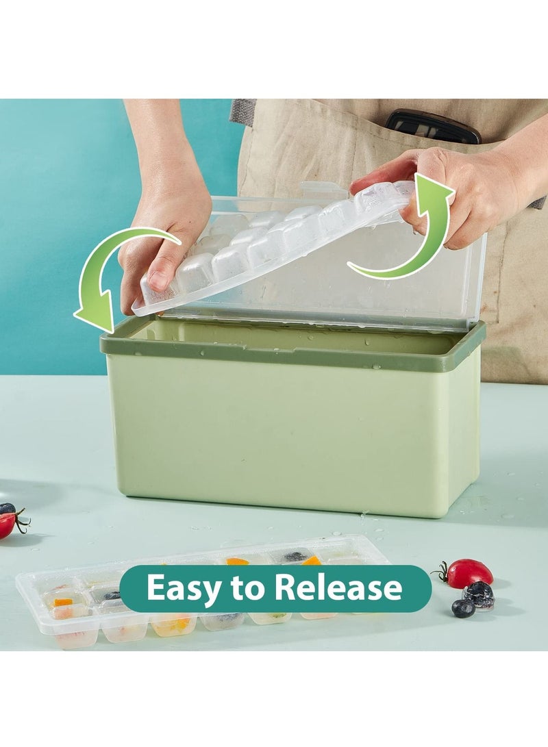 HOMESTAR 3pcs Ice Cube Trays for Freezer with Lid, Easy Pour Molds Bucket and Scoop, 2cm Clear Maker, Popsicle - Image 3