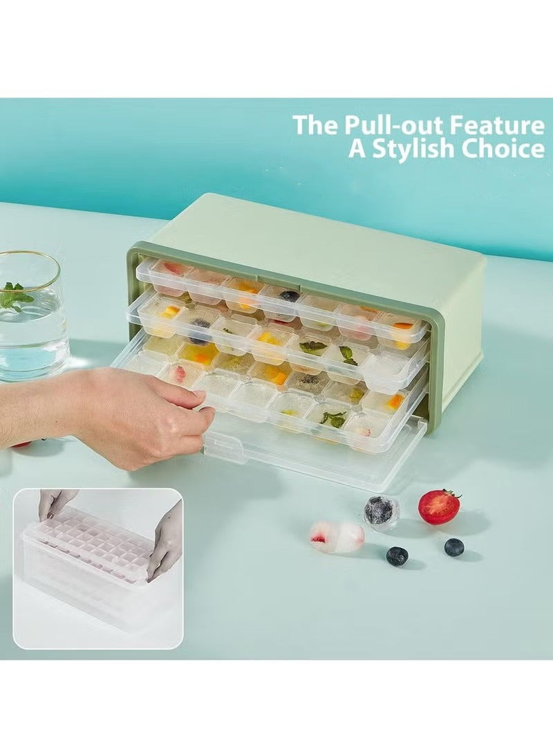 HOMESTAR 3pcs Ice Cube Trays for Freezer with Lid, Easy Pour Molds Bucket and Scoop, 2cm Clear Maker, Popsicle - Image 2