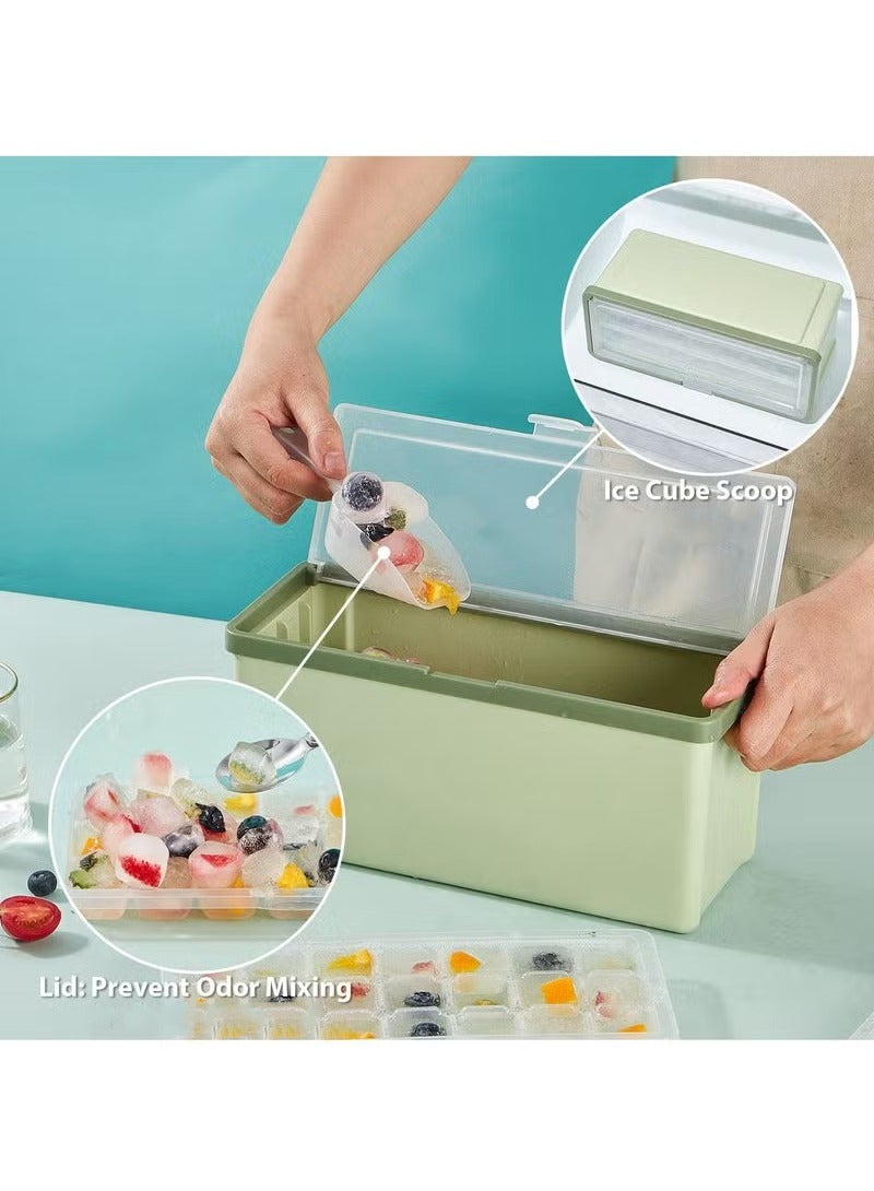 HOMESTAR 3pcs Ice Cube Trays for Freezer with Lid, Easy Pour Molds Bucket and Scoop, 2cm Clear Maker, Popsicle - Image 4