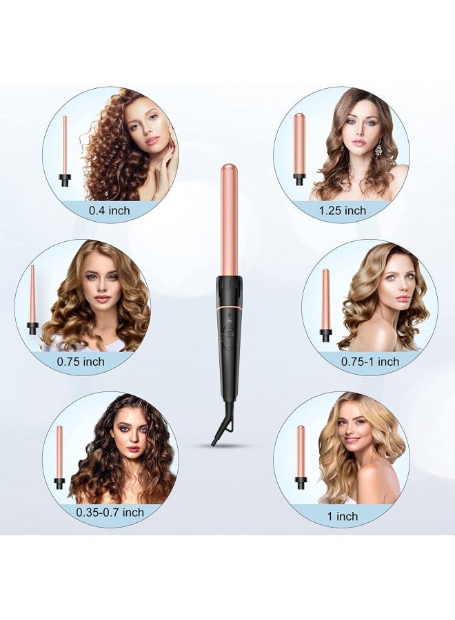 BESTOPE PRO Long Barrel Curling Iron Wand Set, BESTOPE PRO 6 in 1 Curling Wand Set with Ceramic Barrel for Long/Medium Hair, 0.35"-1.25" Interchangeable Hair Wand Curler, Dual Voltage, Include Glove & Clips - Image 3
