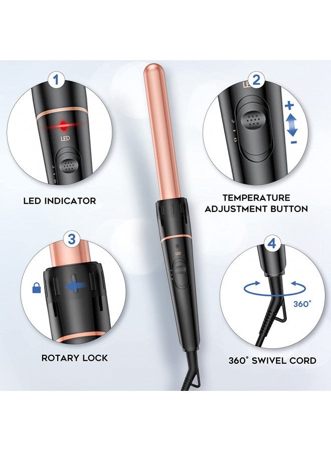 BESTOPE PRO Long Barrel Curling Iron Wand Set, BESTOPE PRO 6 in 1 Curling Wand Set with Ceramic Barrel for Long/Medium Hair, 0.35"-1.25" Interchangeable Hair Wand Curler, Dual Voltage, Include Glove & Clips - Image 2