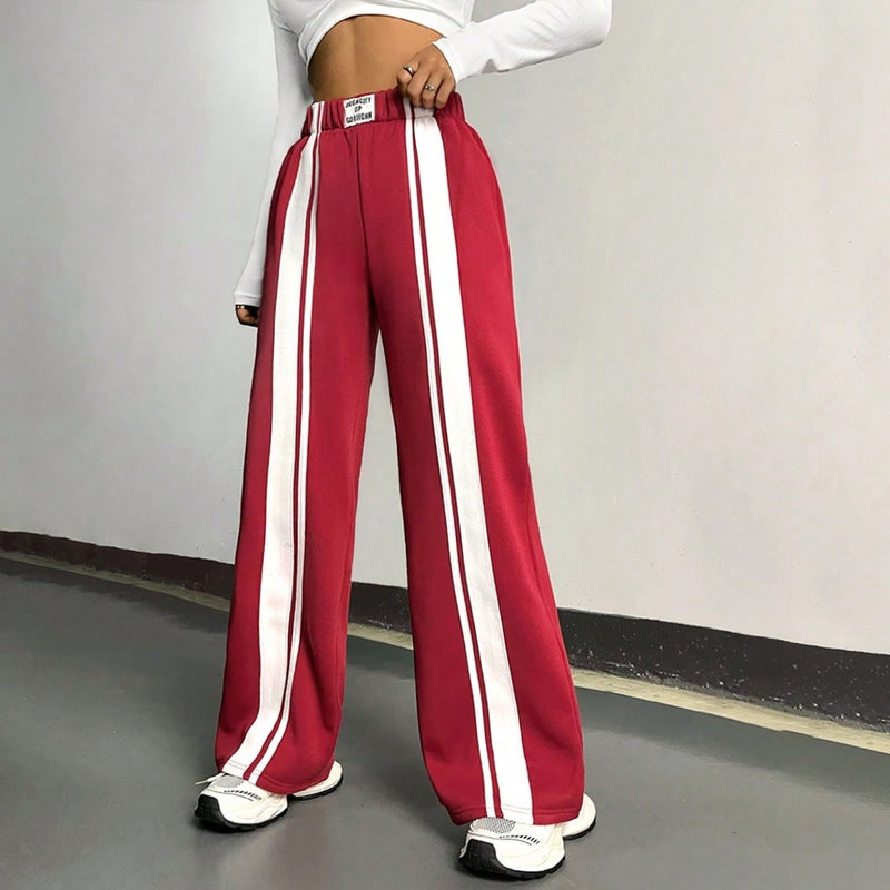 72700# Amazon cross-border Womens INS American retro casual sports sweatpants Red 