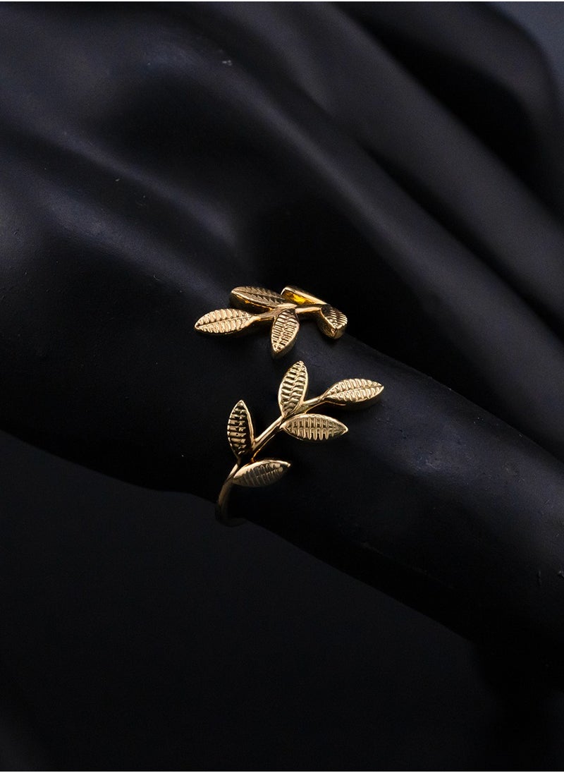 AAZ Jewellery L.L.C - Twin Leaves 18K Gold Ring - Image 1