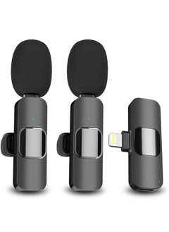 MYK 2in1 Bluetooth Mic K9 Wireless Collar Microphone Dual Lapel Lavalier Mic for Noise Reduction Vlogging Interview Live Streaming YouTube Video Broadcast With 2 Mic Receiver for iPhone and Typ C