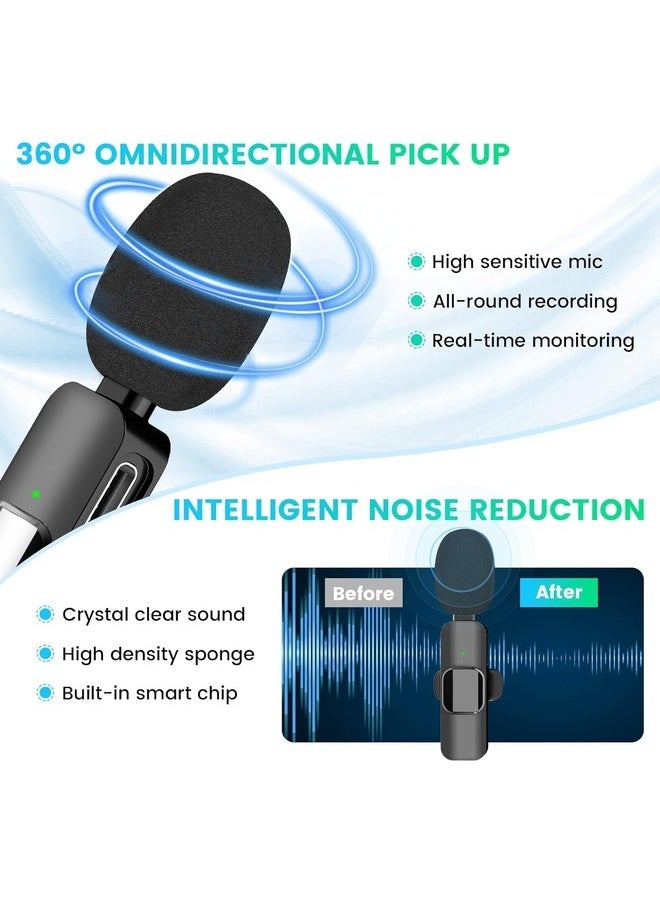 MYK - MYK 2in1 Bluetooth Mic K9 Wireless Collar Microphone Dual Lapel Lavalier Mic for Noise Reduction Vlogging Interview Live Streaming YouTube Video Broadcast With 2 Mic Receiver for iPhone and Typ C - Image 1