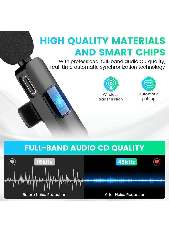 MYK - MYK 2in1 Bluetooth Mic K9 Wireless Collar Microphone Dual Lapel Lavalier Mic for Noise Reduction Vlogging Interview Live Streaming YouTube Video Broadcast With 2 Mic Receiver for iPhone and Typ C - Image 1