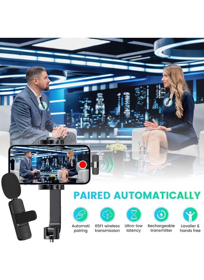 MYK - MYK 2in1 Bluetooth Mic K9 Wireless Collar Microphone Dual Lapel Lavalier Mic for Noise Reduction Vlogging Interview Live Streaming YouTube Video Broadcast With 2 Mic Receiver for iPhone and Typ C - Image 1