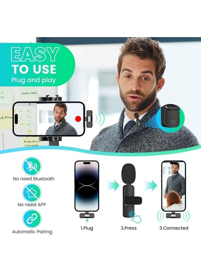 MYK - MYK 2in1 Bluetooth Mic K9 Wireless Collar Microphone Dual Lapel Lavalier Mic for Noise Reduction Vlogging Interview Live Streaming YouTube Video Broadcast With 2 Mic Receiver for iPhone and Typ C - Image 1