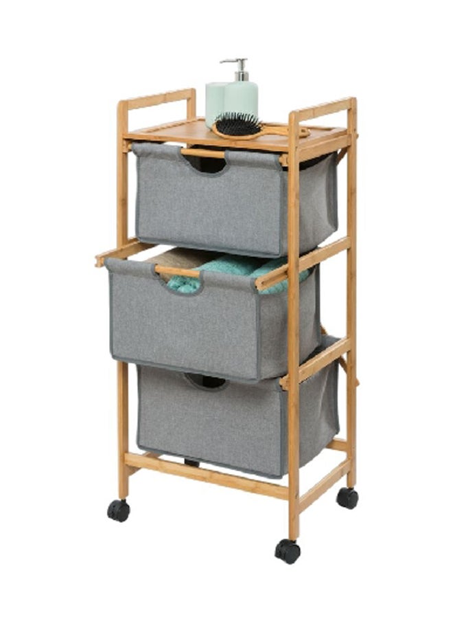 Wenko 3-Drawers High Grade Laundry Trolley Grey and Brown 3.1 x 37.1 x 13.6 Inch 62213100 