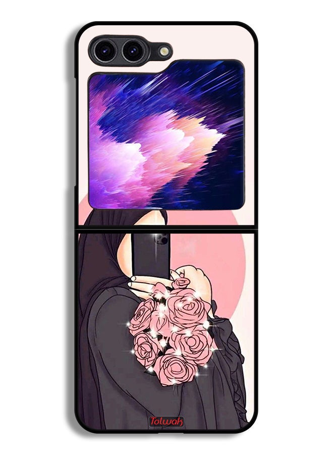 Tolwak Samsung Galaxy Z Flip6 Protective Case Cover Making Selfies While Holding Flowers Art - Image 1