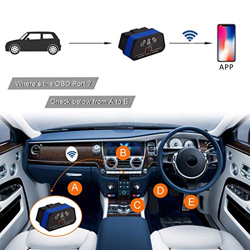 Vgate iCar2 OBD2 Scanner Scan Tools Interface Wi-Fi Adapter Check Engine Light Car Diagnostic Tool for iOS & Android Auto Sleep (Blue) - Image 3