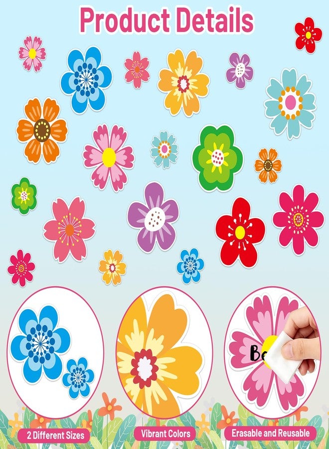 Ceiba Tree 60Pcs Colorful Flower Cutouts 5inch and 3inch Back to School Flowers Cut-Outs Bulletin Board Decorations for Party Home Classroom Mothers Day Decor - Image 3