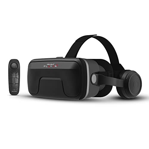 Irusu إيروسو بلاي VR ألترا 2026 | نظارات VR لجميع الهواتف المحمولة مع عدسات 40 مم HD مضادة للبلوراي | نظارات VR قابلة للتعديل IPD و Focal | سماعات مدمجة من نوع C + جهاز تحكم بلوتوث | مجموعة ألعاب VR للهواتف المحمولة - Image 1