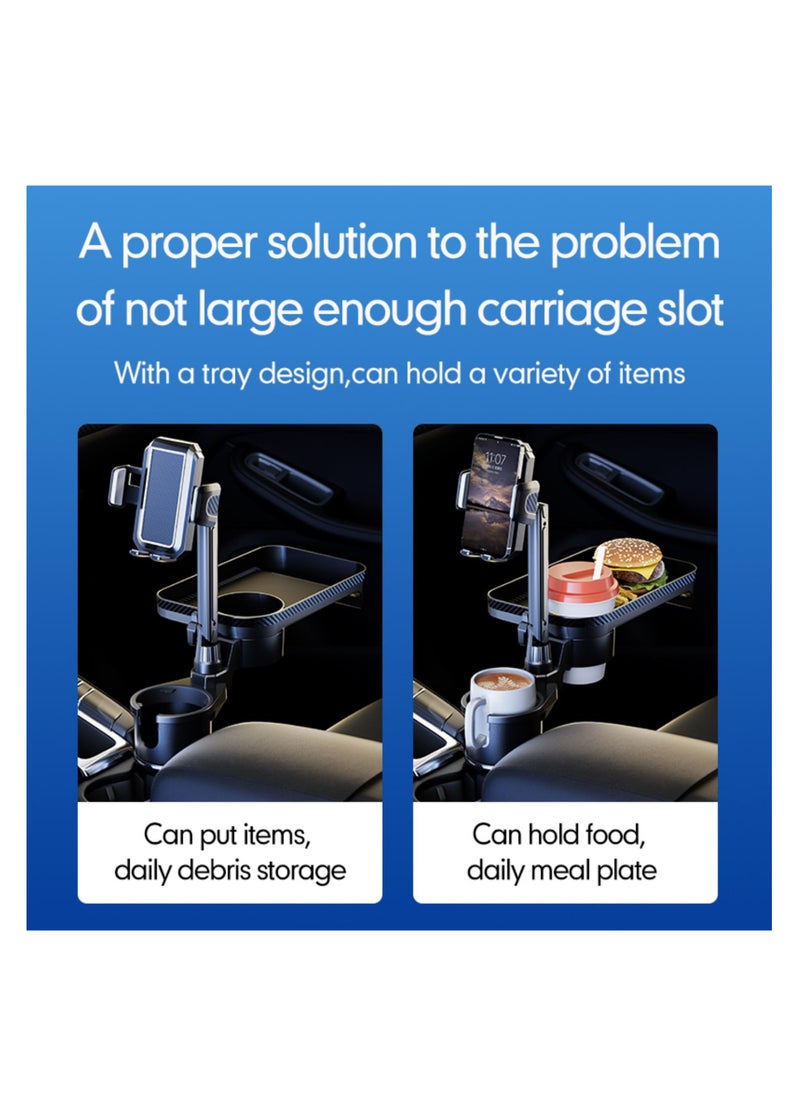 PROTON - Upgrade 4 in 1 Adjustable Detachable Car Food Table Tray with Solid Base & Phone Slot, Cup Holder Phone Holder for Car, Car Cup Holder Expander with 360°Rotation Tray - Image 1