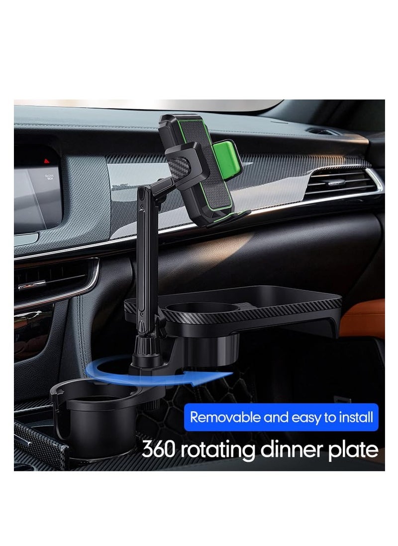 PROTON - Upgrade 4 in 1 Adjustable Detachable Car Food Table Tray with Solid Base & Phone Slot, Cup Holder Phone Holder for Car, Car Cup Holder Expander with 360°Rotation Tray - Image 1