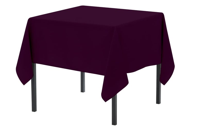 Pomp Eggplant 52 × 52 Premium Polyester TableCloth تجاعيد + مقاومة للبقع مقاومة سهلة القماش يناسب طاولة مستطيل 6 قدم