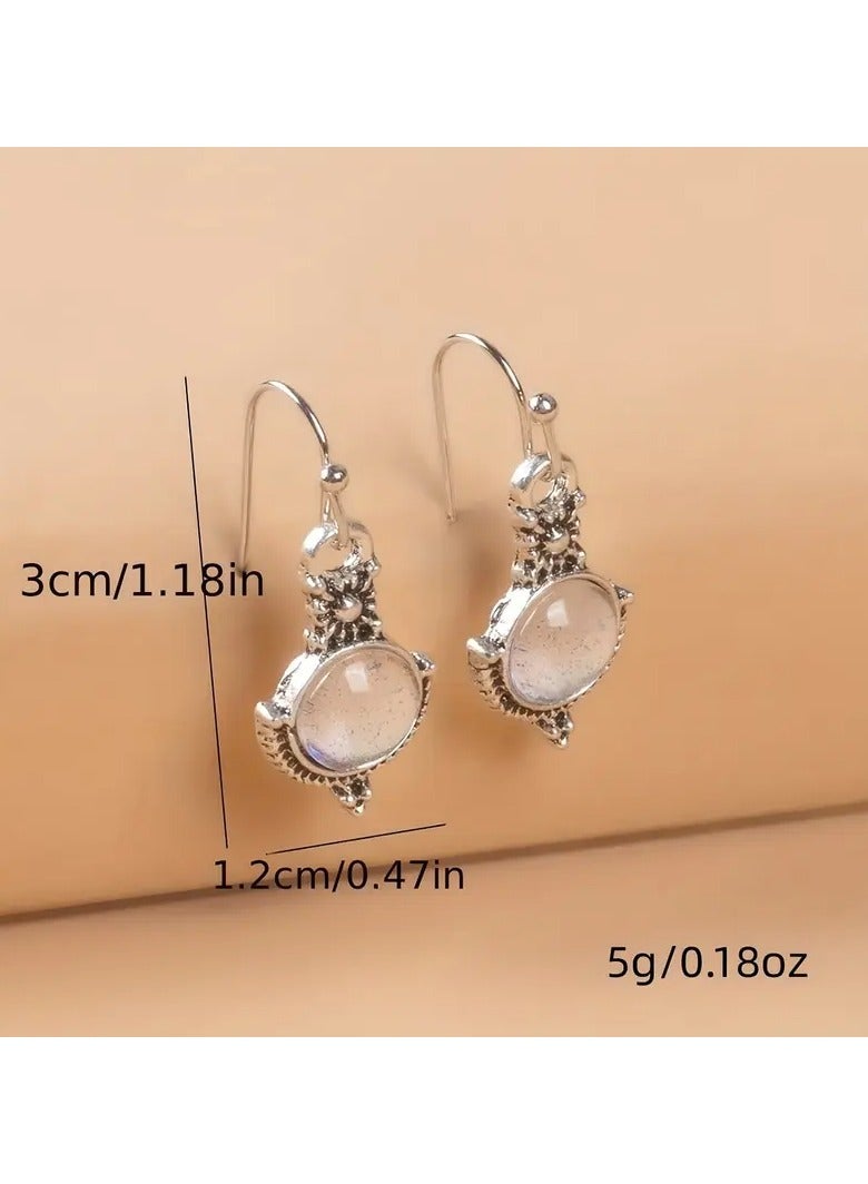 Goolsky أقراط حجر القمر للنساء أقراط حجر القمر المتدلية مجوهرات بوهو حجر القمر هدايا للنساء - Image 4