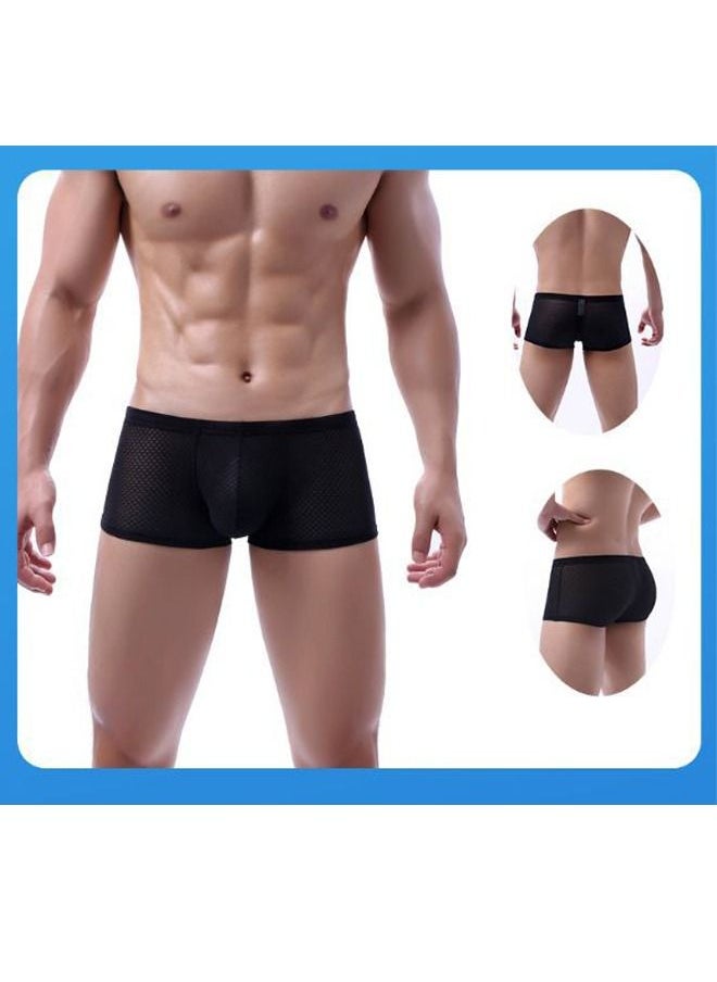 Generic - 1 Pcs Men's Underwear See-through Fishnet Boxer Briefs Mesh Trunks Boxer Briefs for Men See Through Mesh Enhancing Pouch Underwear Cool Design Breathable Hot Mesh Underwear - Image 1