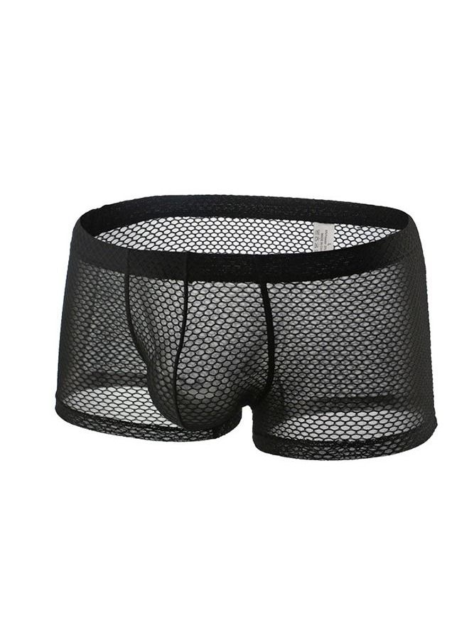 Generic - 1 Pcs Men's Underwear See-through Fishnet Boxer Briefs Mesh Trunks Boxer Briefs for Men See Through Mesh Enhancing Pouch Underwear Cool Design Breathable Hot Mesh Underwear - Image 1
