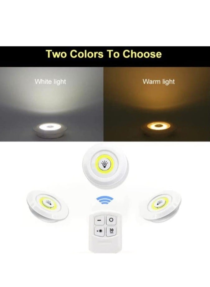 ELTRAZONE Stick On Dimmable Mini LED Lights, Under Cabinet Light, Battery Operated Closet Wall Lamp with Remote, for Bedroom Kitchen, Set of 3.  - Image 4