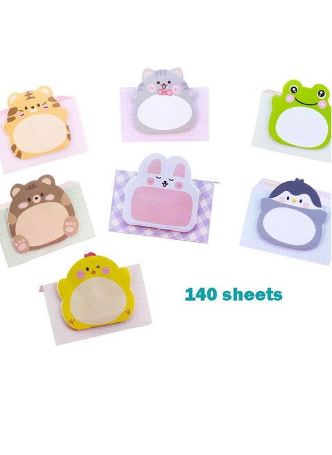 Sticky Notes, 7 Types of Animal Stand-up Sticky Notes, 140 Sheets,for Home, Office, and School Use - Perfect for Reminders and To-Do Lists