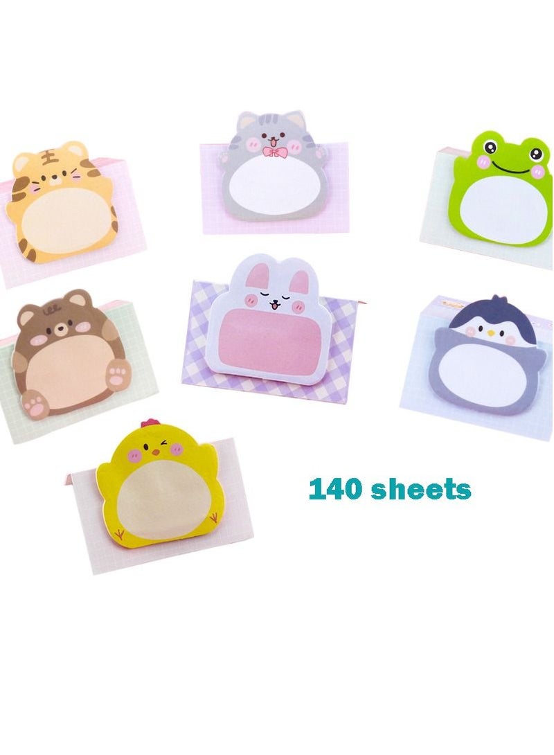 Generic Sticky Notes, 7 Types of Animal Stand-up Sticky Notes, 140 Sheets,for Home, Office, and School Use - Perfect for Reminders and To-Do Lists  - Image 1