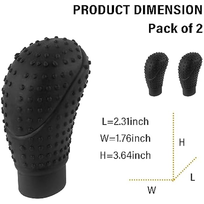 rayihni 2PCS Silicone Car Shift Knob Cover AntiSlip Gear Shift Cover with Massage Design for AutomaticManual Shifter Knobs Universal Interior Car Accessories for Women  Men Black - Image 3