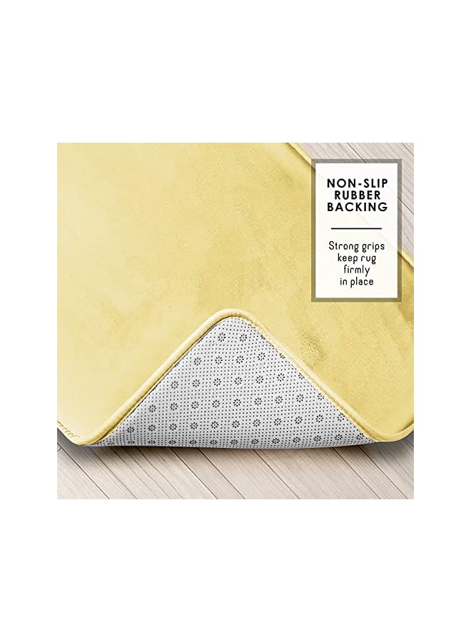 Raxoom Clark Bathroom Rugs Sets 3 Piece, Velvet Memory Foam Bath Mat - Non-Slip, Machine Washable Bath Rugs - Dries Quickly, Ultra Soft Bath Mats for Bathroom, Yellow Bathroom Rug Set - Image 5