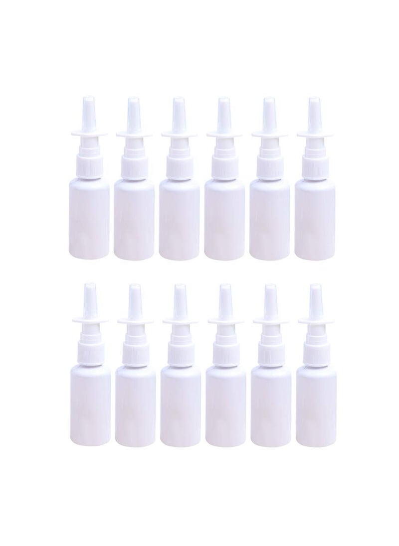 lasenersm 12 Pieces 15 ml Empty Plastic Nasal Spray Bottles Refillable Plastic Nasal Spray Bottles Pump Sprayer Mist Nose Spray Refillable Bottle, White 