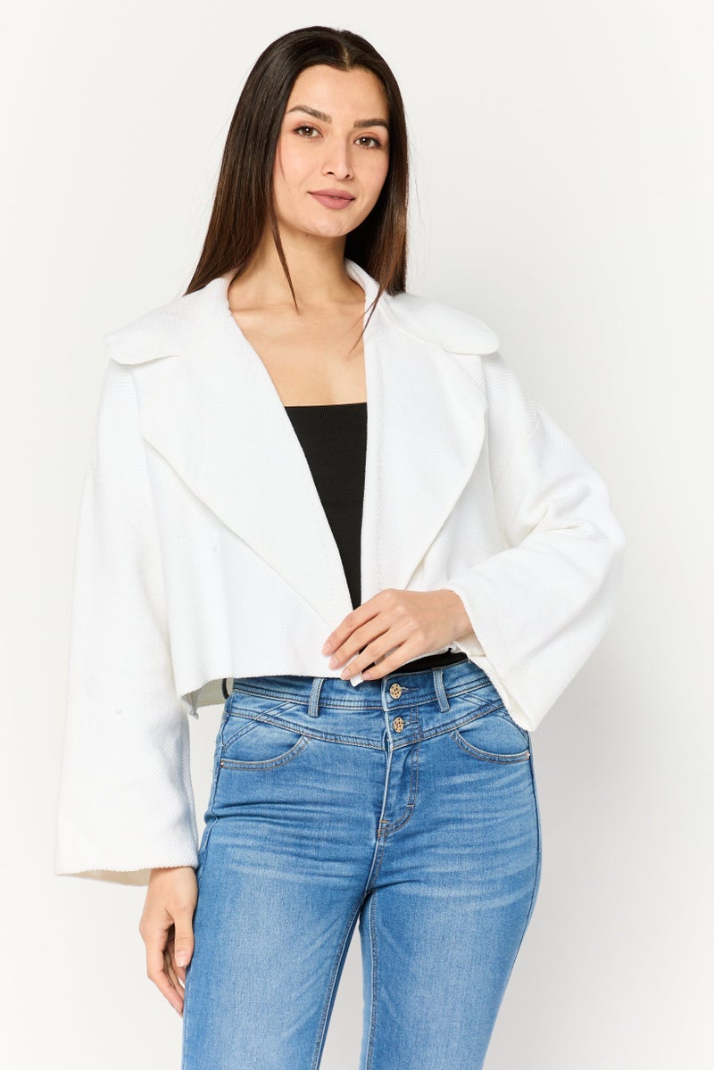 armani كارديغان منسوج للنساء، أبيض - Image 1