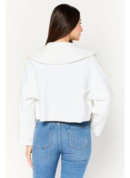 EMPORIO ARMANI Women Textured Cardigan, White  - Image 4