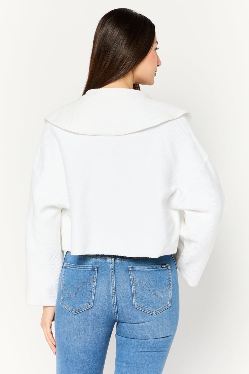 armani كارديغان منسوج للنساء، أبيض - Image 4