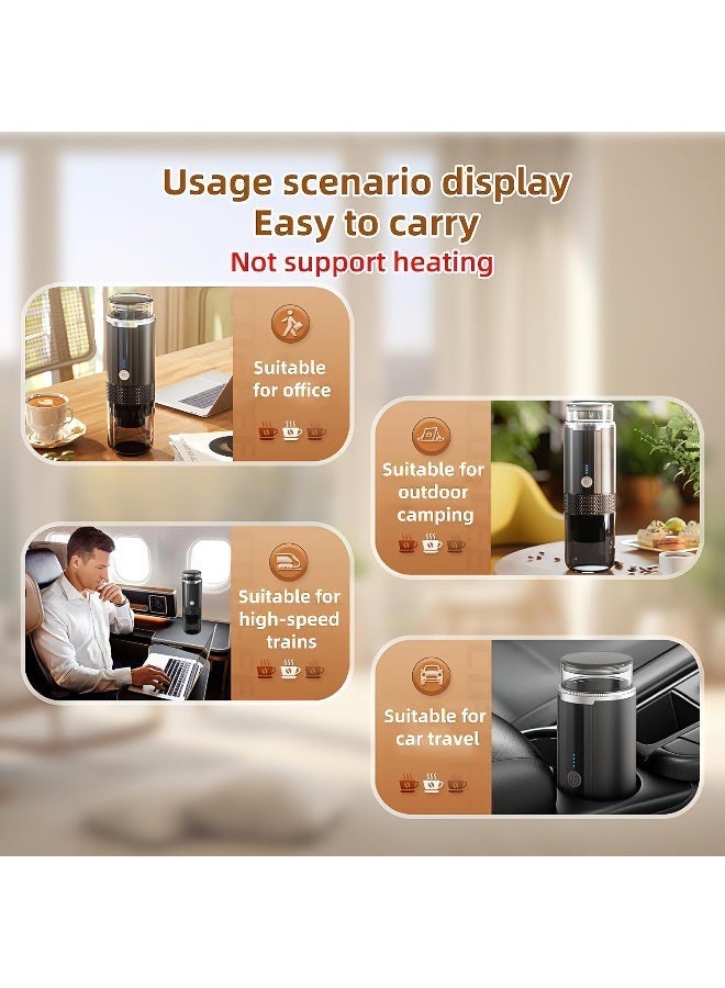 Portable Electric Espresso Coffee Machine One Button Operation with 4 Power Indicator Light Cordless Rechargeable Handheld Coffee Maker for Home Car Travel with Carry Bag (not heating),2w,170ml - Image 2