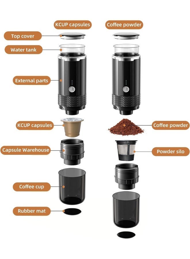 Portable Electric Espresso Coffee Machine One Button Operation with 4 Power Indicator Light Cordless Rechargeable Handheld Coffee Maker for Home Car Travel with Carry Bag (not heating),2w,170ml - Image 4