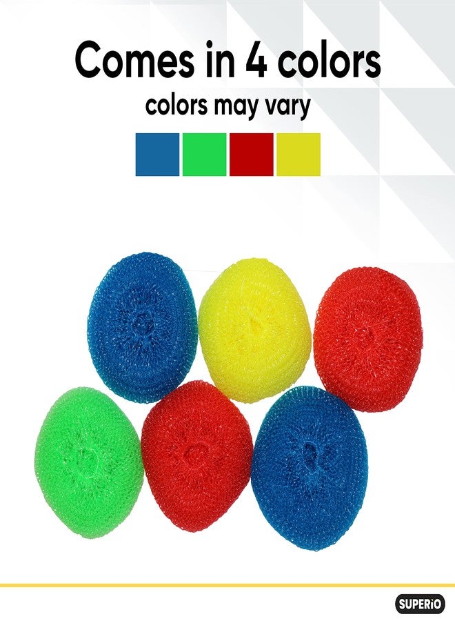 Superio Nylon Scouring Pads - Dish Scrubbers, Durable Mesh Scourers for Dishes, Pots, Stoves - 12 Pack (Assorted Colors) - Image 3