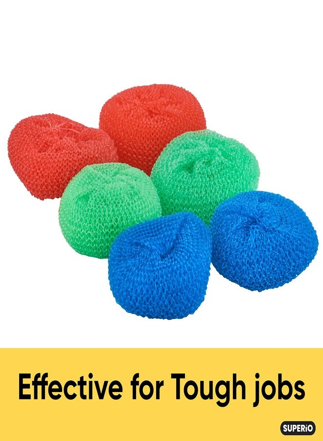 Superio Nylon Scouring Pads - Dish Scrubbers, Durable Mesh Scourers for Dishes, Pots, Stoves - 12 Pack (Assorted Colors) - Image 5