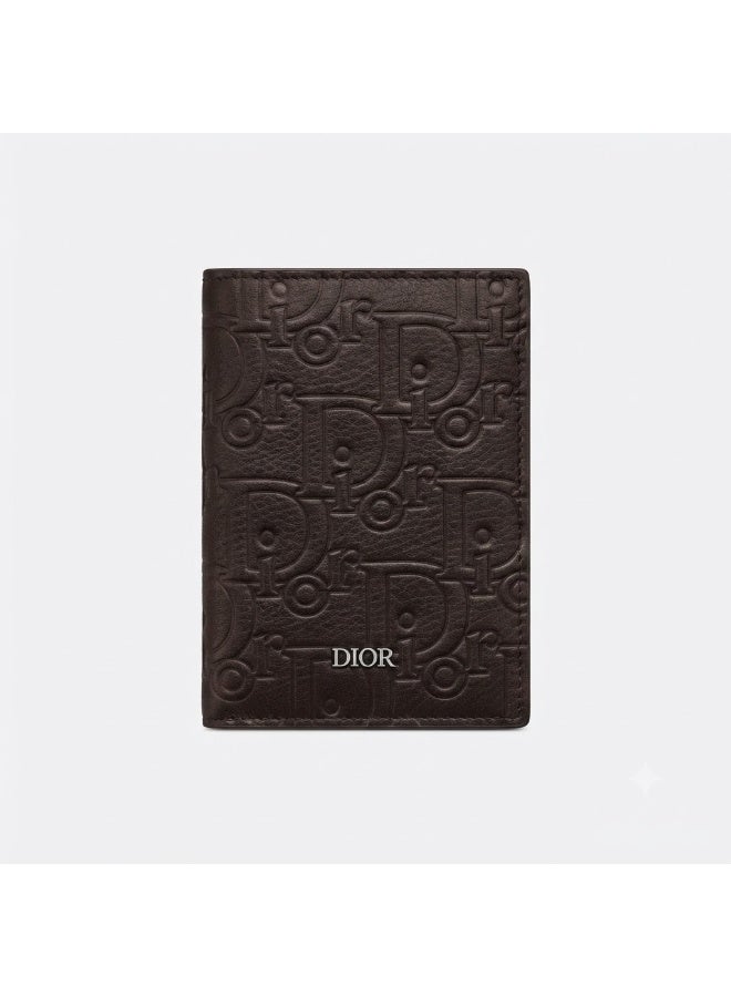 Dior Men's Coffee Brown Embossed Monogram Bifold Wallet