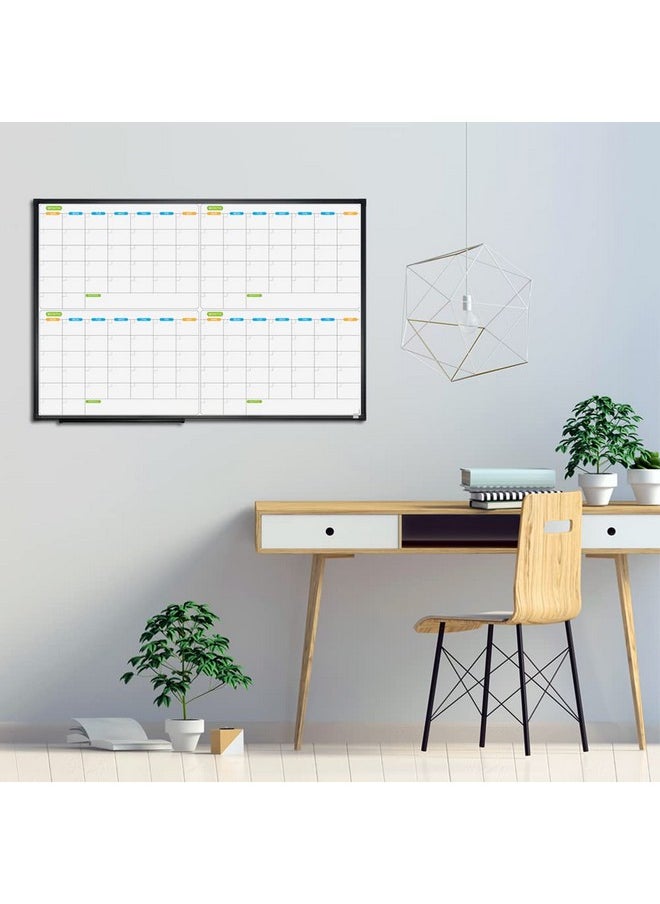 JILoffice - Magnetic Dry Erase Calendar Whiteboard 4 Month White Board Planner 36 X 24 Inch Black Aluminum Frame Wall Mounted Board For Office Home And School - Image 1
