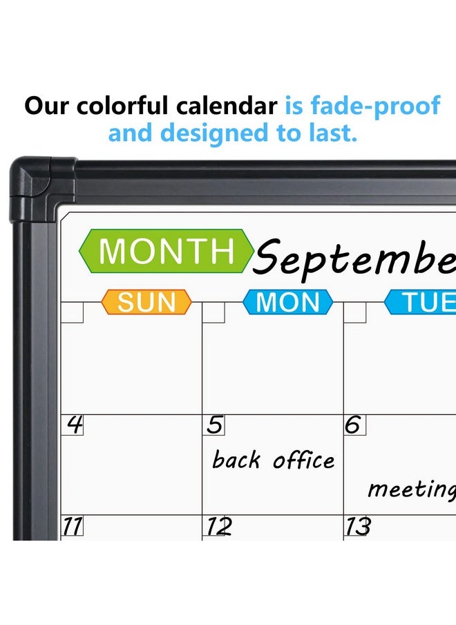 JILoffice - Magnetic Dry Erase Calendar Whiteboard 4 Month White Board Planner 36 X 24 Inch Black Aluminum Frame Wall Mounted Board For Office Home And School - Image 1