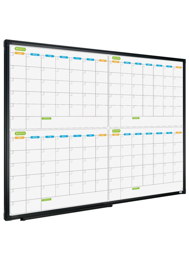 JILoffice - Magnetic Dry Erase Calendar Whiteboard 4 Month White Board Planner 36 X 24 Inch Black Aluminum Frame Wall Mounted Board For Office Home And School - Image 1