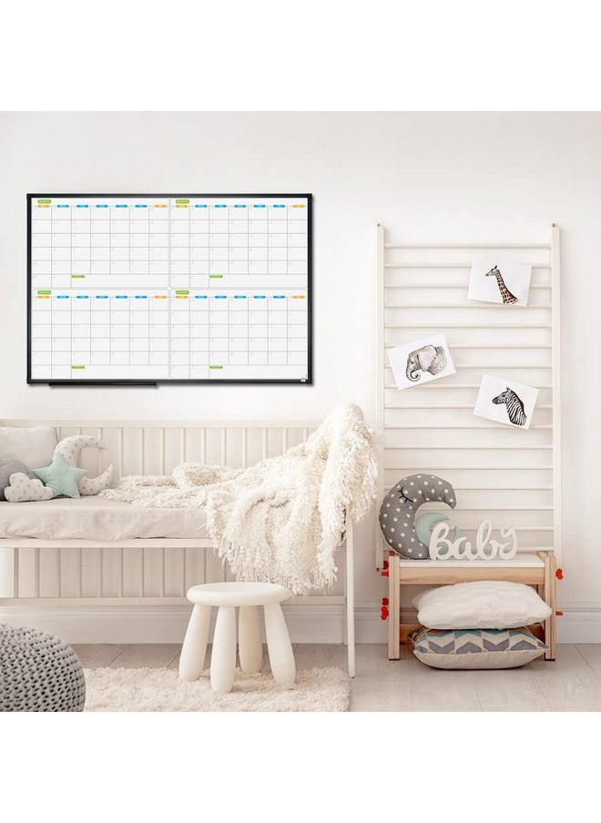 JILoffice - Magnetic Dry Erase Calendar Whiteboard 4 Month White Board Planner 36 X 24 Inch Black Aluminum Frame Wall Mounted Board For Office Home And School - Image 1