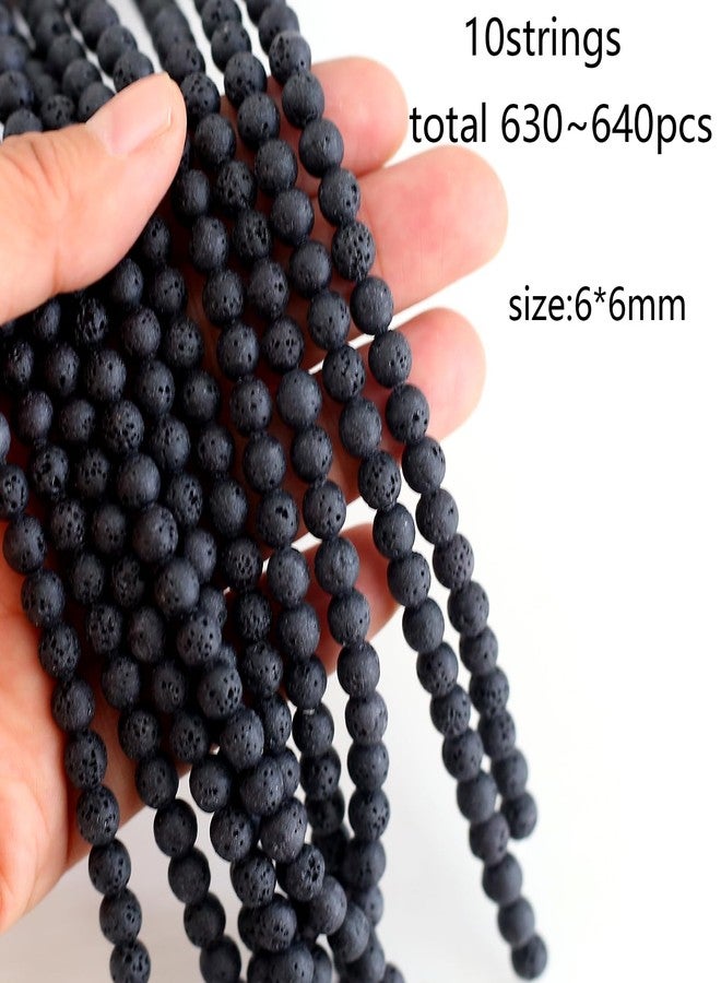 HERZWILD 630Pcs Lava Beads Natural Black Lava Stone Beads Round Lava Stone Beads Natural Gemstone Beads Lava Spacer Beads for Bracelets Necklace Jewelry Making(6mm) - Image 2