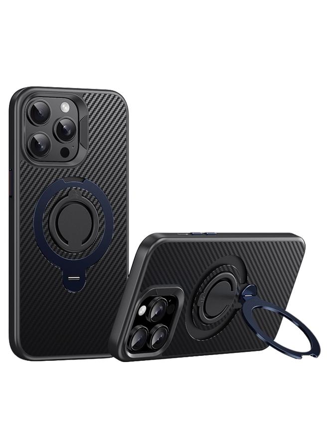 اس-توب جراب لهاتف iPhone 13 Pro Max مصنوع من ألياف الكربون MagSafe مع حامل دوار 360 درجة - Image 1