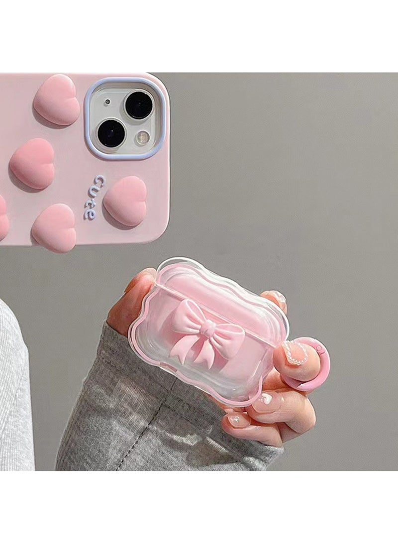 إكس ليفيل لطيف AirPods برو 3 جيل واضحة الحالة، فتاة 3D قوس تصميم ناعم TPU واقية مقاومة للصدمات الجيل الثالث غطاء مع تنظيف القلم وسلسلة المفاتيح الفتيات 2025 - الوردي - Image 3