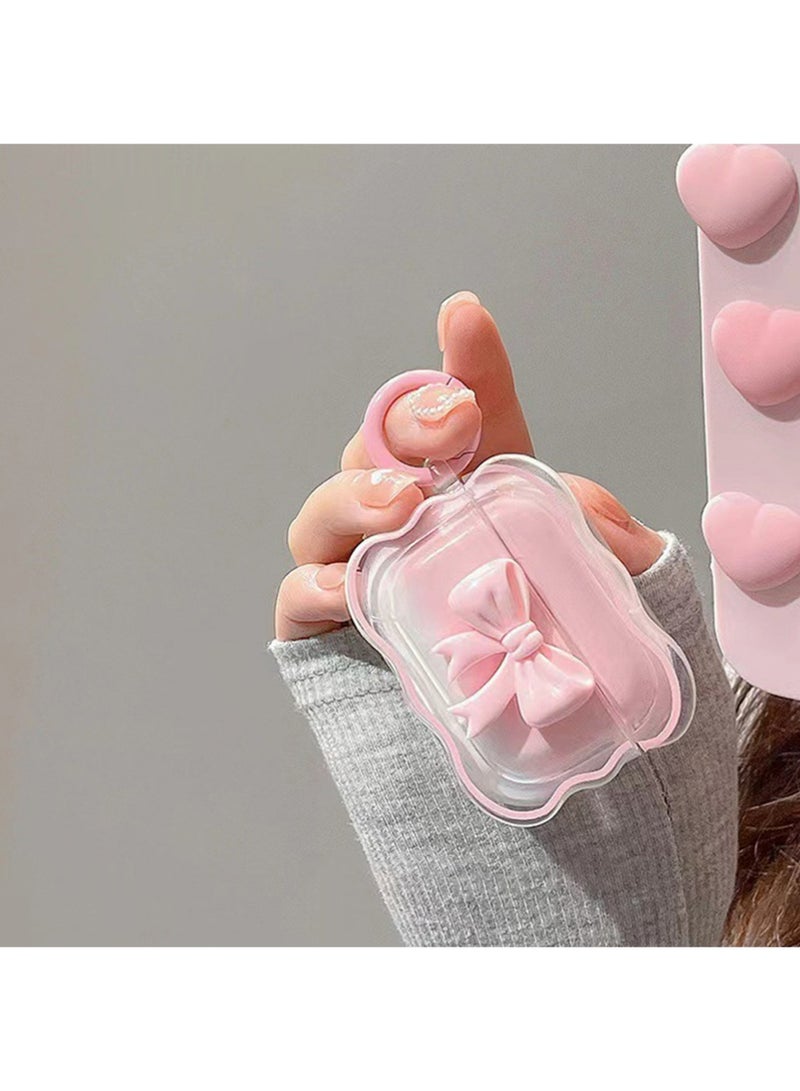 إكس ليفيل لطيف AirPods برو 3 جيل واضحة الحالة، فتاة 3D قوس تصميم ناعم TPU واقية مقاومة للصدمات الجيل الثالث غطاء مع تنظيف القلم وسلسلة المفاتيح الفتيات 2025 - الوردي - Image 4