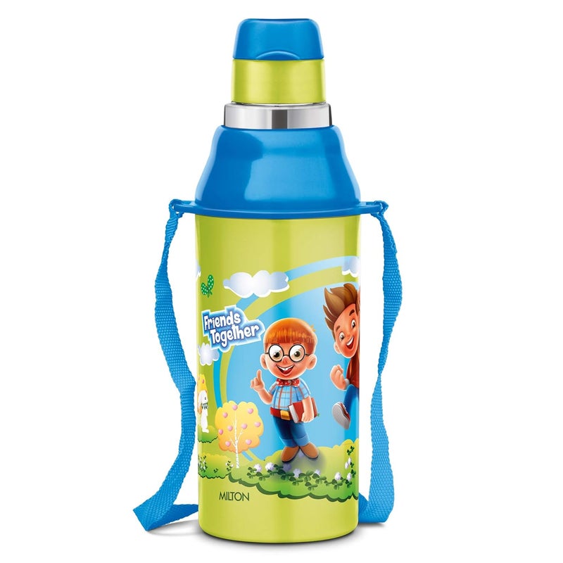 Milton MILTON Kool Steelight 400 Kids Plastic Insulated Water Bottle with Straw, 404 ml, Sipper Bottle, Leak Proof, BPA Free, Food Grade, School & Picnic Bottle, Green - Image 1