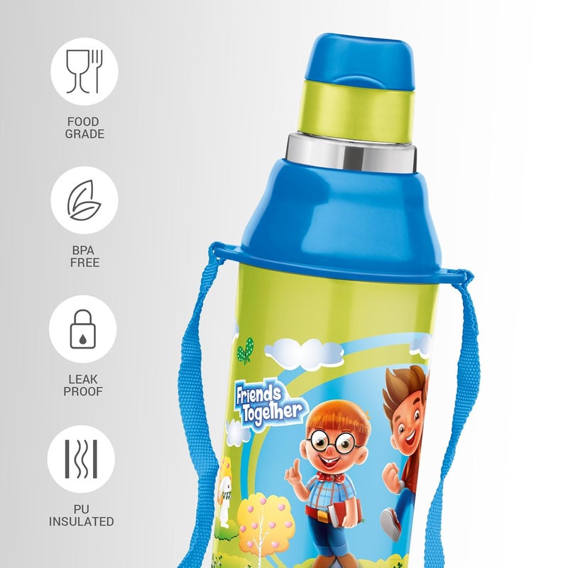 Milton MILTON Kool Steelight 400 Kids Plastic Insulated Water Bottle with Straw, 404 ml, Sipper Bottle, Leak Proof, BPA Free, Food Grade, School & Picnic Bottle, Green - Image 2